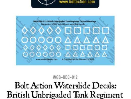 Bolt Action  British Unbrigaded Tank Regiment tactical markings  - white decal sheet Fashion