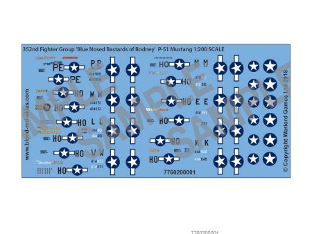 US 352nd Fighter Group  Blue Nosed Bastards  P-51 Mustang decal sheet Supply