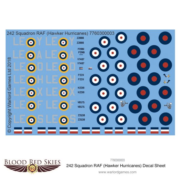 242 Squadron RAF (Hawker Hurricanes) decal sheet Sale