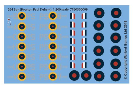 264 Sqn (Boulton Paul Defiant) decal sheet Supply