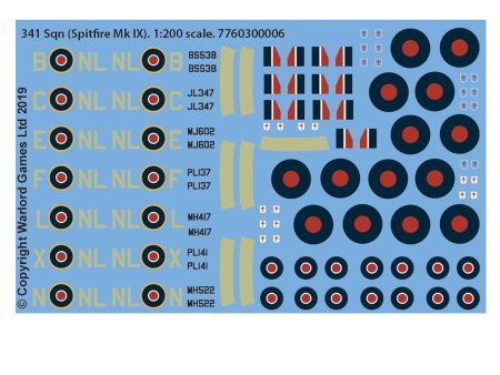 341 Sqn (Spitfire Mk IX) decal sheet For Sale